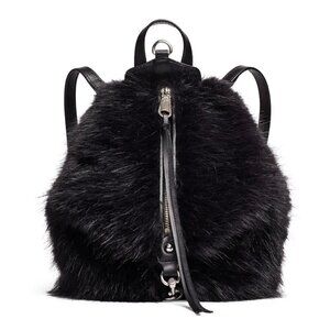 Rebecca Minkoff Mini Backpack Bag Purse Black Faux Fur Convertible Straps